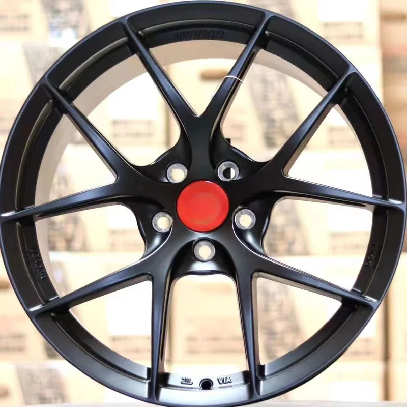 Forged Monoblock Wheels T6061 ET35-45 17-19 Inch 5x112 5x114.3 Gloss Black Multi Spoke Deep Concave