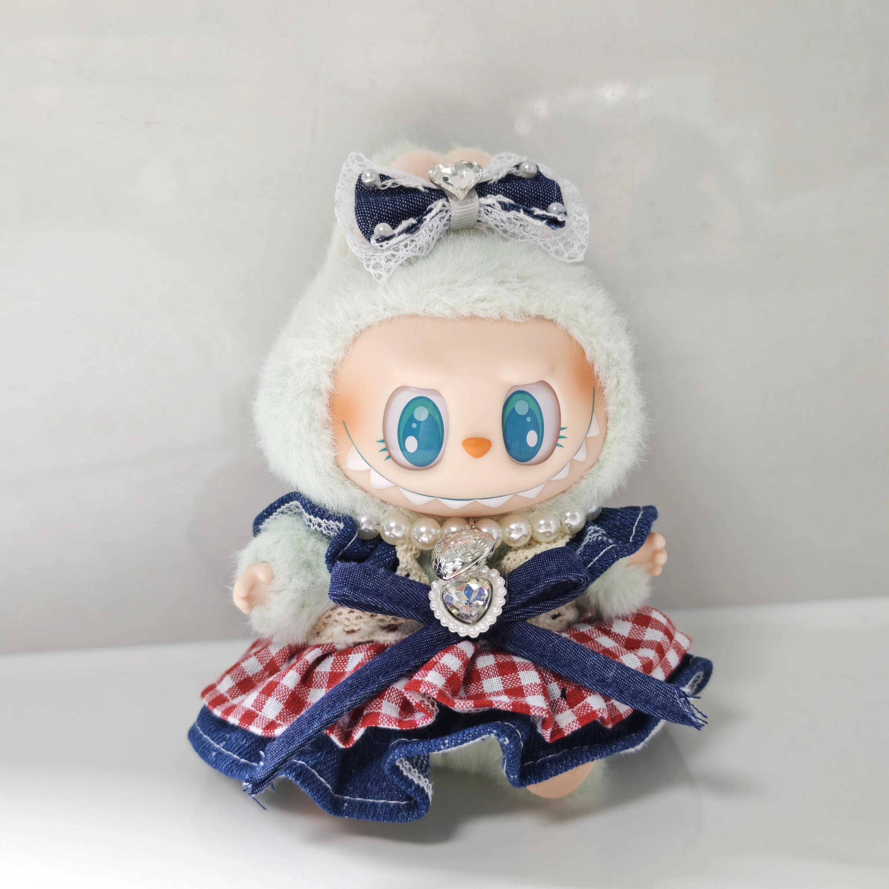 

Cute Labubu Doll Clothing Suit Dress Skirt Bow Necklace DIY Accessories 15-17cm Clothes Toy Gift For Girl Kid Friend