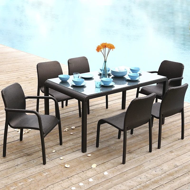 

Balcony leisure tables and chairs courtyard garden dining table outdoor chair outdoor rattan chair long table outdoor seat