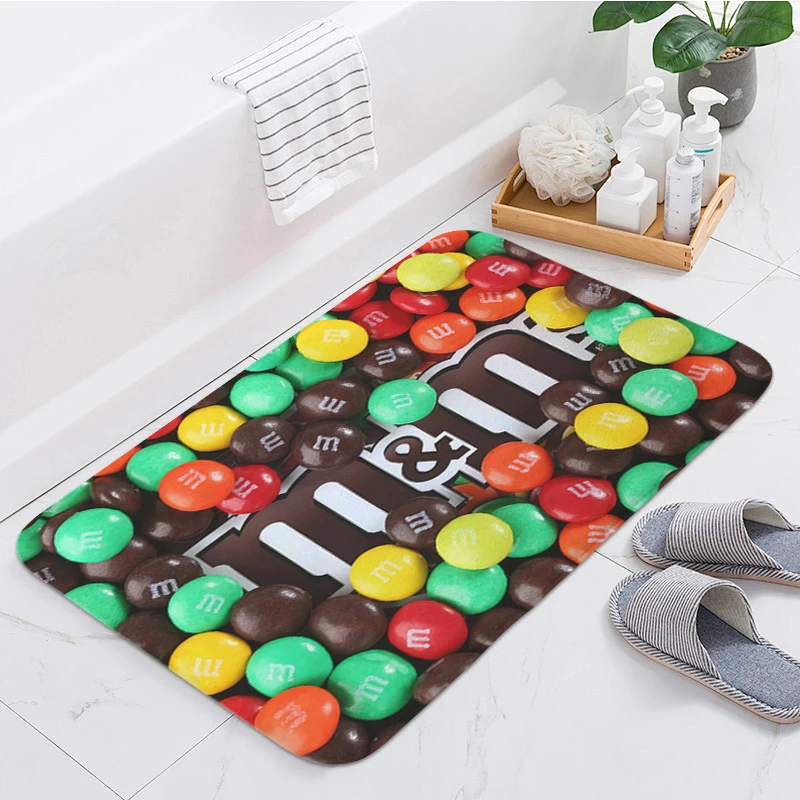 Cute Bathroom Rug M&M's Funny Doormat Entrance Door Mat for Hallway Useful Things for Home Bedroom Kithcne Living Room Carpet