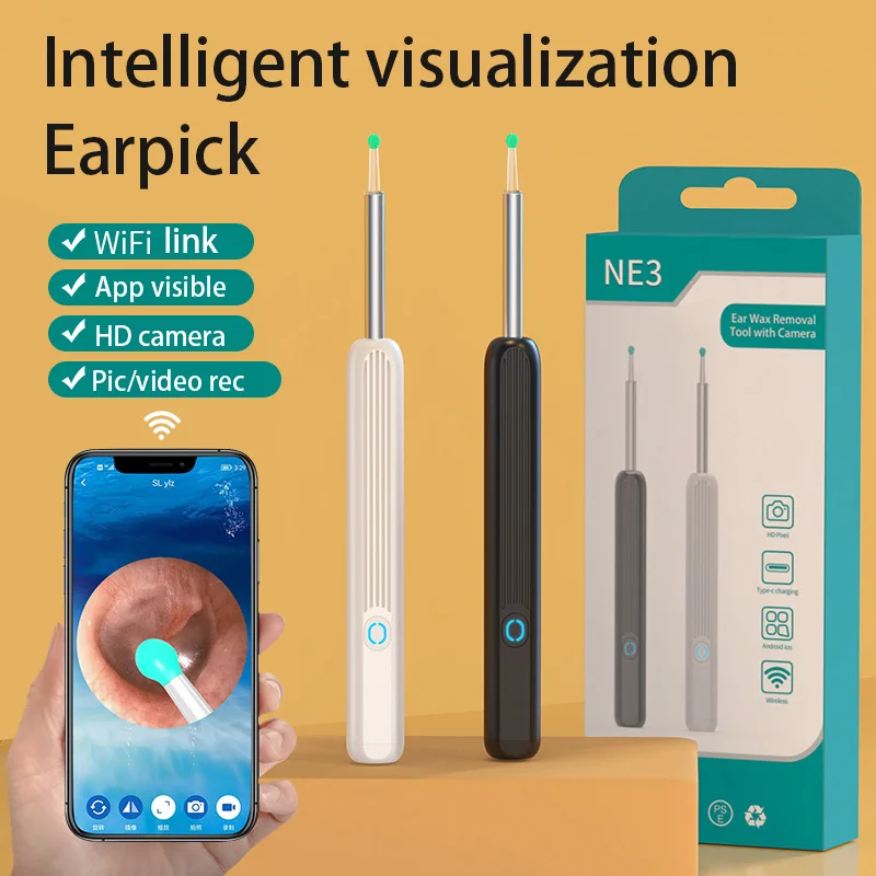 Earwax Removal Wifi Ear Cleaning Otoscope Integrated Wireless Medical Safe Ear Pick Tool Camera Electric Ear Wax Remover