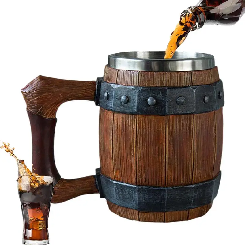 Beer Mug Coffee Mug Whiskey Barrel Cup Viking Warrior Beer Mug Water Cup Bar Decor Camping Mug For Gifts Home kitchen Supplies