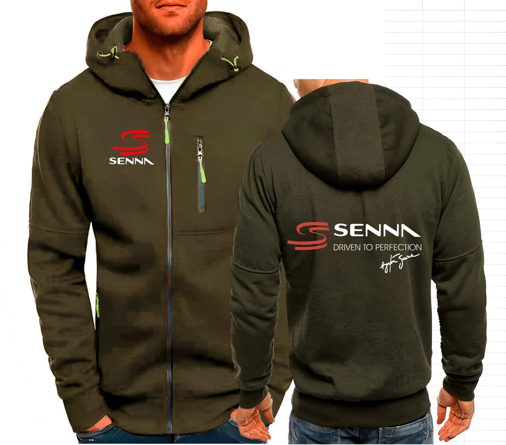 Ayrton Senna Brazilian Formula 1 Legend Men Hoodies Sweatshirts Zip up Hooded Sweatshirt Men Car F1 Sportswear Casual Jacket view 6