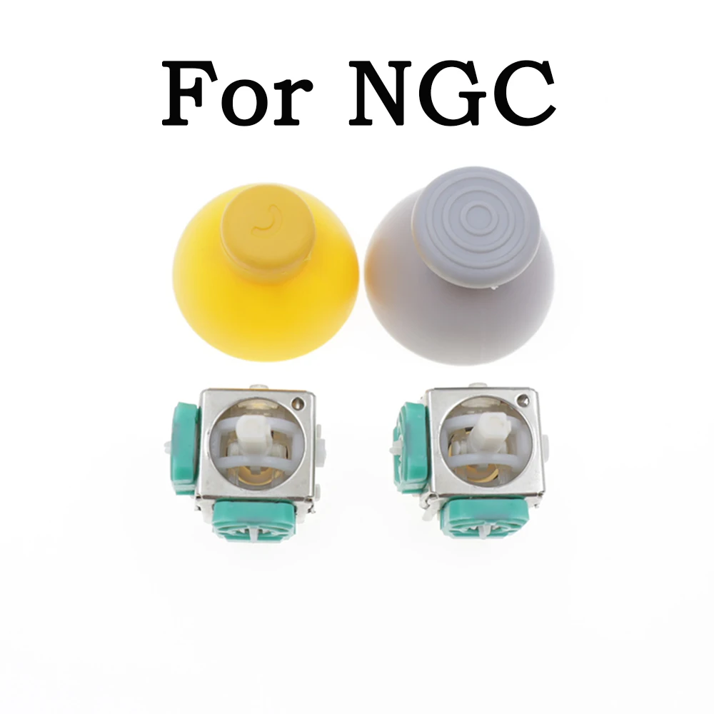Replacement Left & Right 3D Analog Joystick Sensor Assembly with Thumbstick Caps for NGC Controller Repair Parts