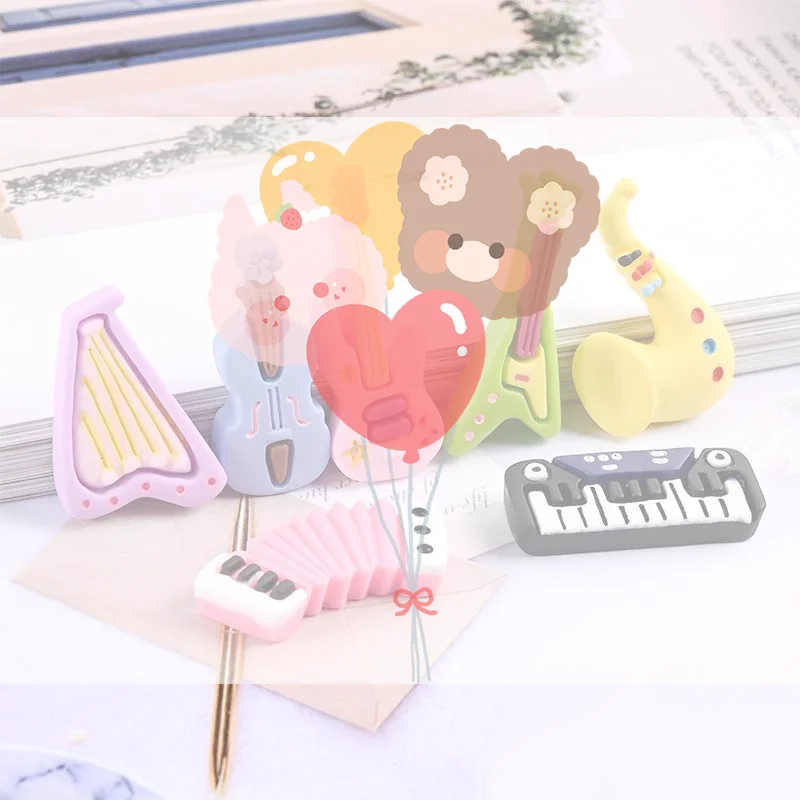 10pcs Cartoon Kawaii Resin Mini Musical Instrument Scrapbooking Craft Cabochon DIY Miniature Accessories