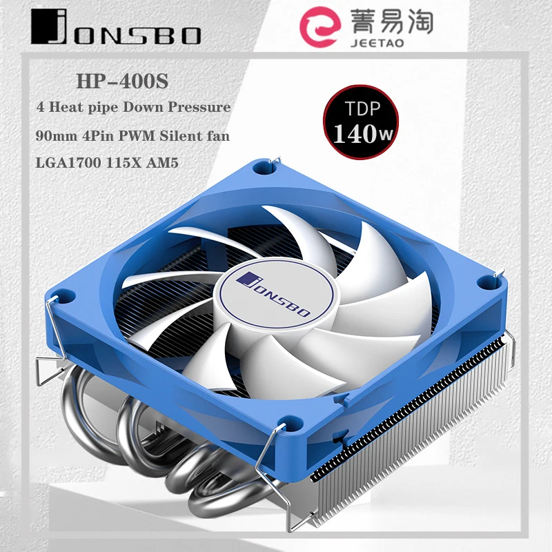 

JONSBO HP-400S CPU Cooler 90mm 4Pin 4 Heatpipe Down Pressure Air Cooling Radiator PWM Temperature Control Fan for ITX Small Case