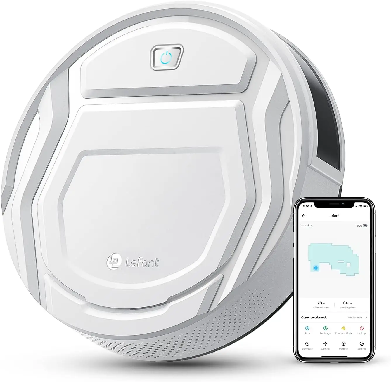 Aspirateur robot Lefant M210 Pro, aspiration puissante de 2200 Pa, autonomie de 120 minutes, charge automatique, contrôle Wi-Fi/App/Alexa 5