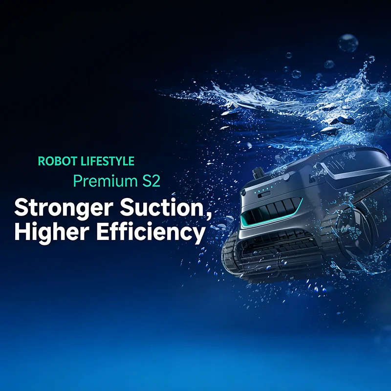 Wireless Pool Robot Vacuum Cleaner WYBOT S2 Wash Waterline Wall Floor Max 300㎡ Double Filtration 210 Mins Runtime Double Filters