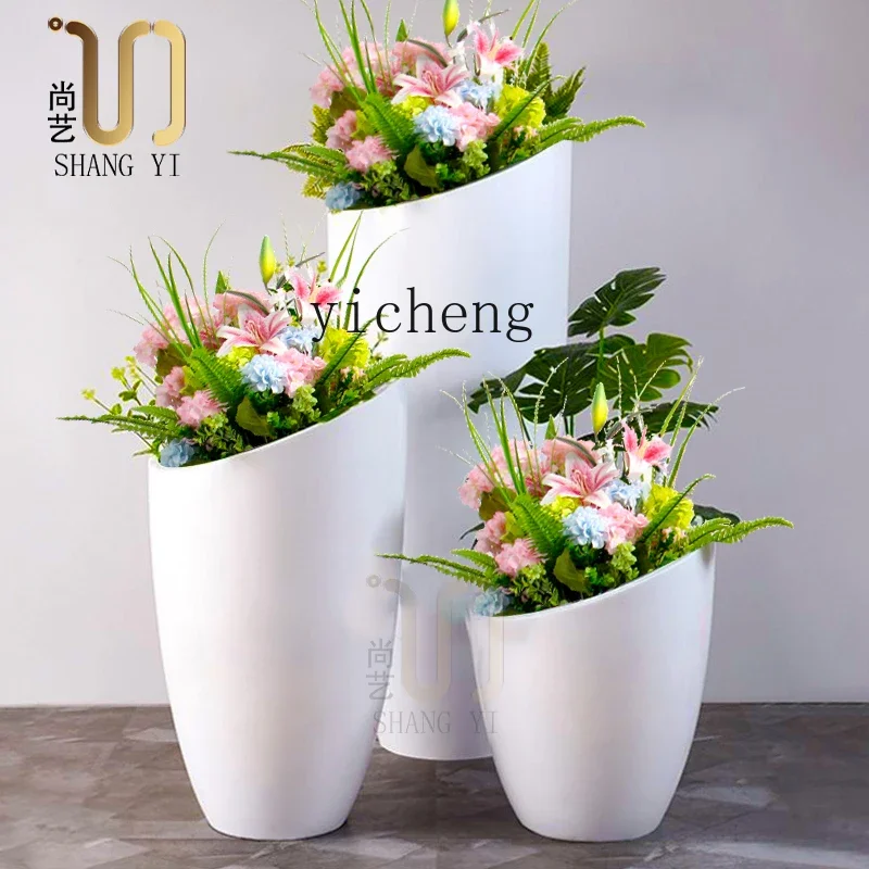 BJ-22 glass fiber reinforced plastic simple oblique mouth combination flower pot shopping mall indoor beautiful floor