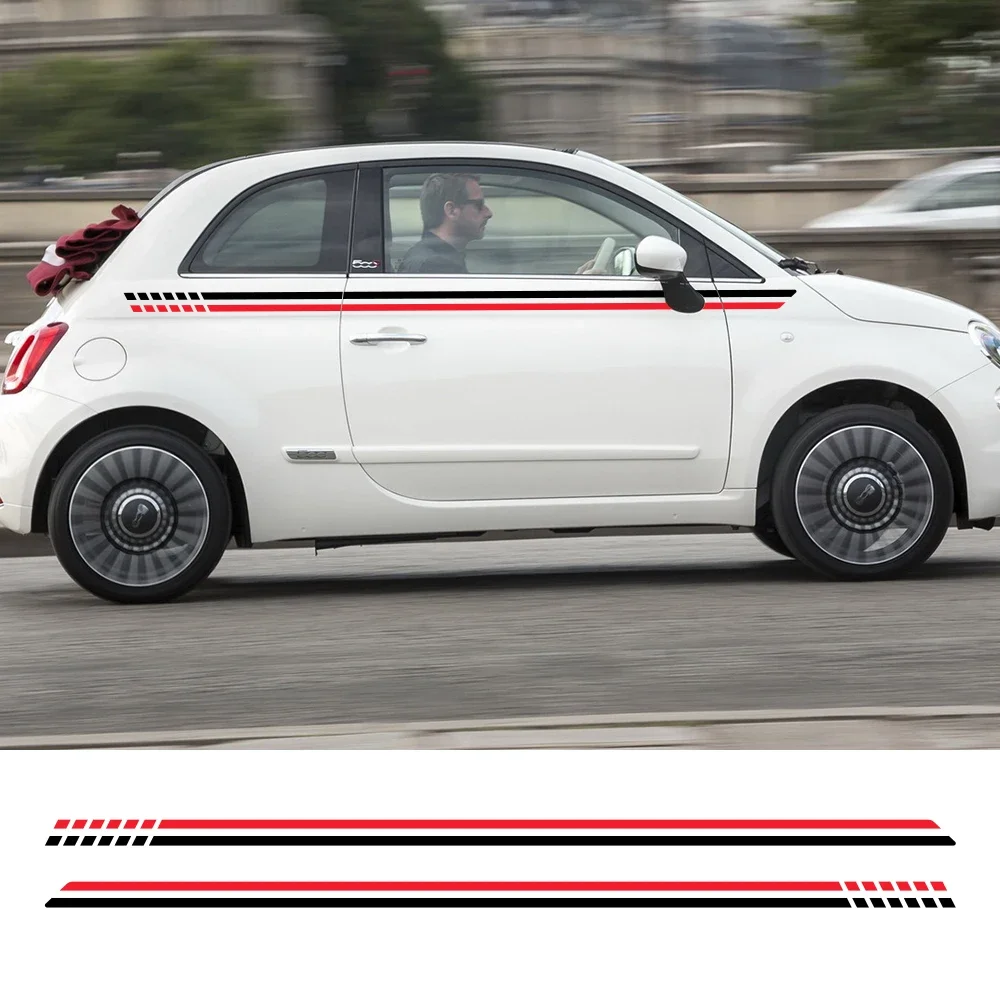 For Fiat Abarth 500 2Pcs Car Waist Line Stickers Automobile Door Side Vinyl PVC Film Decals Decoration Auto Tuning Accessories