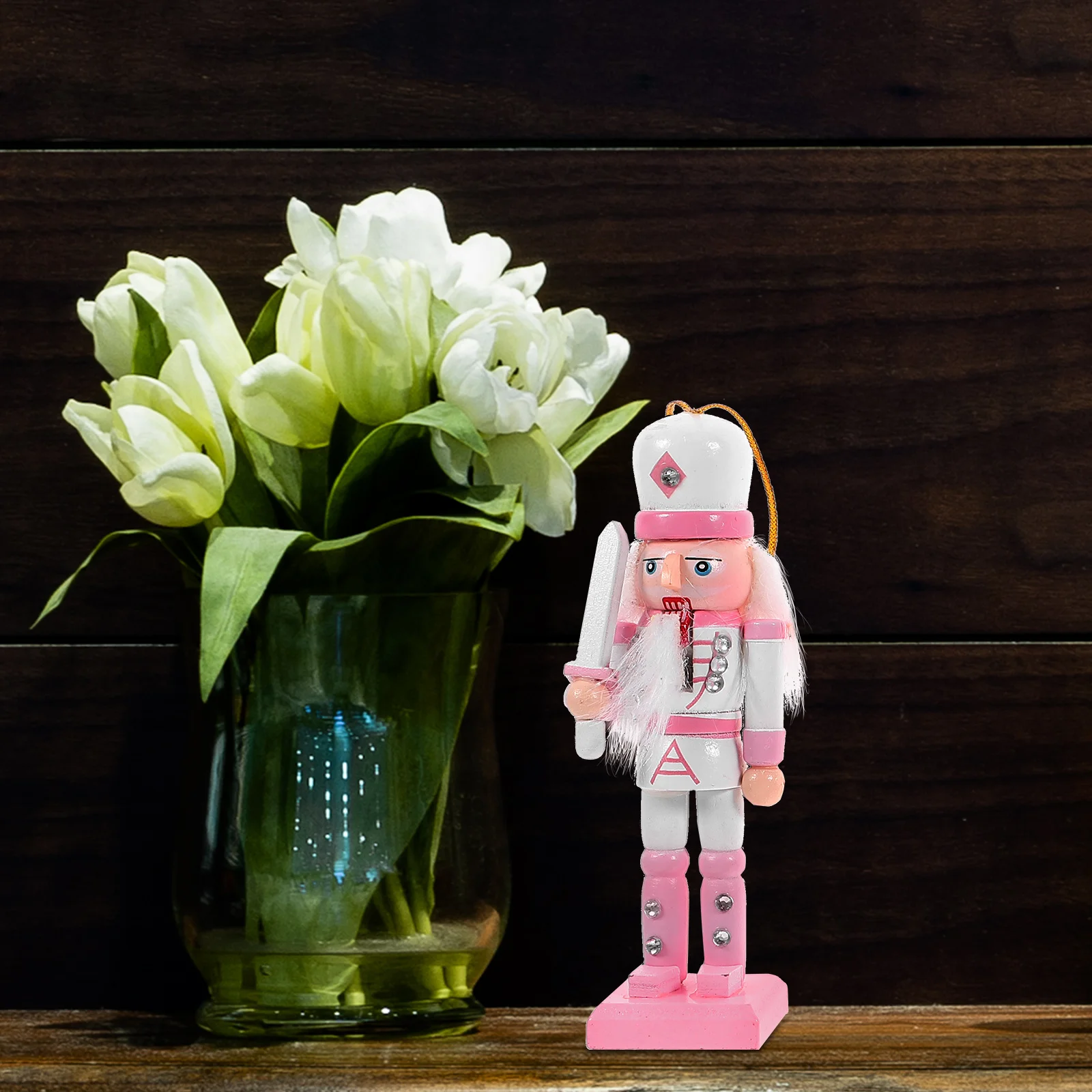 

4Pcs Pink Nutcracker Ornaments Wooden Christmas Decor Desktop Festival Nutcrackers Holiday Decorations Christmas Decoration