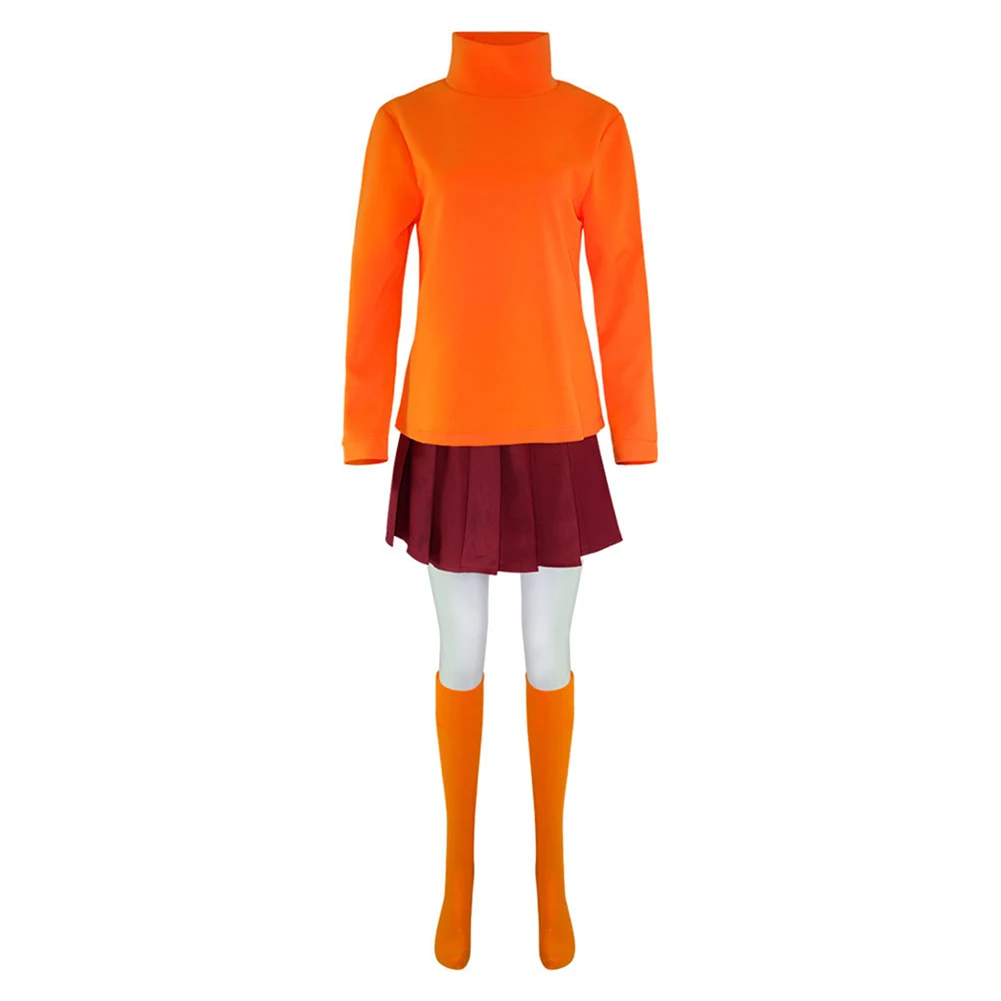 Daphne Blake Costume Cosplay Donne Adulte Ragazze Fantasia Travestimento Calzini TV Cosplay Halloween Gioco di Ruolo Vestito