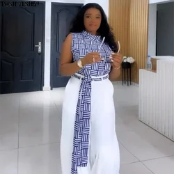 Pleated Pants Two Piece Set Clothes for Women African Dresses Vacation Outfits 2024 Summer Dashiki Ankara Turkey Suit Plus Size