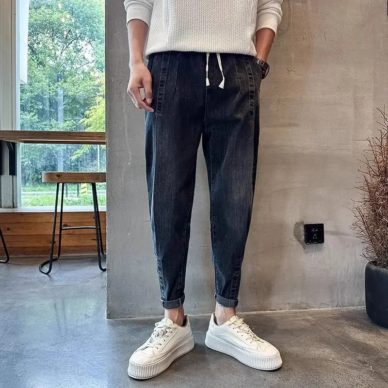 

With Pockets Jeans for Men Retro Xs Harajuku 2025 Trousers Korean Autumn Goth Y2k Vintage Grunge Stylish Cotton Man Cowboy Pants