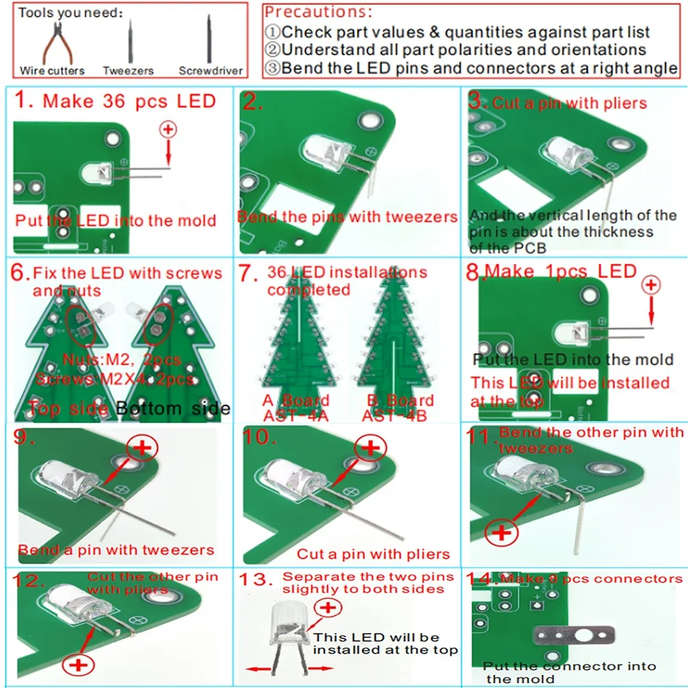 DIY 3D Bunter LED-Weihnachtsbaum-Bausatz, Schweißfreie Montage, Elektronisches Projekt für Feiertags-Handarbeiten – Detail 6