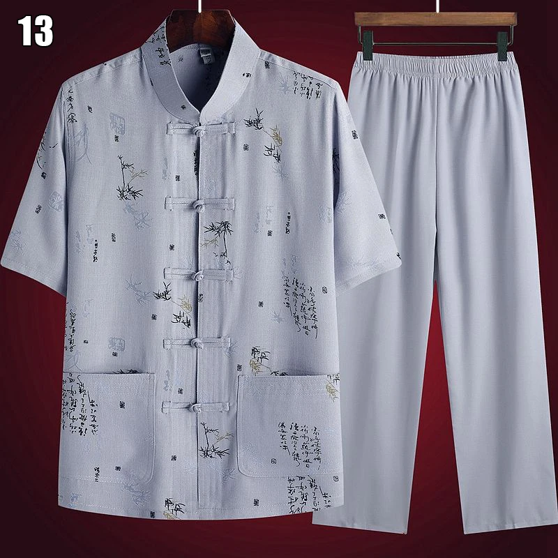 Casual Chinese Clothing Tang Suit Vintage Breathable Cotton Linen Kung Fu Taiji Clothes Short Sleeve Anti-wrinkle Shirt Summer