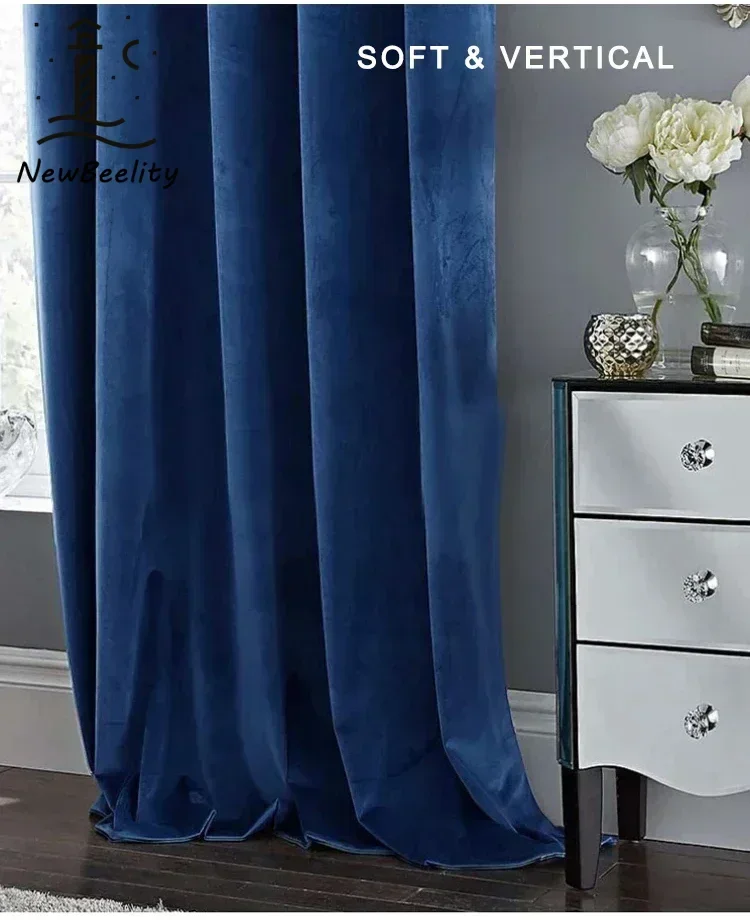 

Velvet Curtains Royal Blue Thick solid for dinning Living room Bedroom Villa Window decor door Blackout Cortinas Divider Cloth