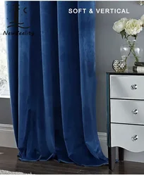 Velvet Curtains Royal Blue Thick solid for dinning Living room Bedroom Villa Window decor door Blackout Cortinas Divider Cloth