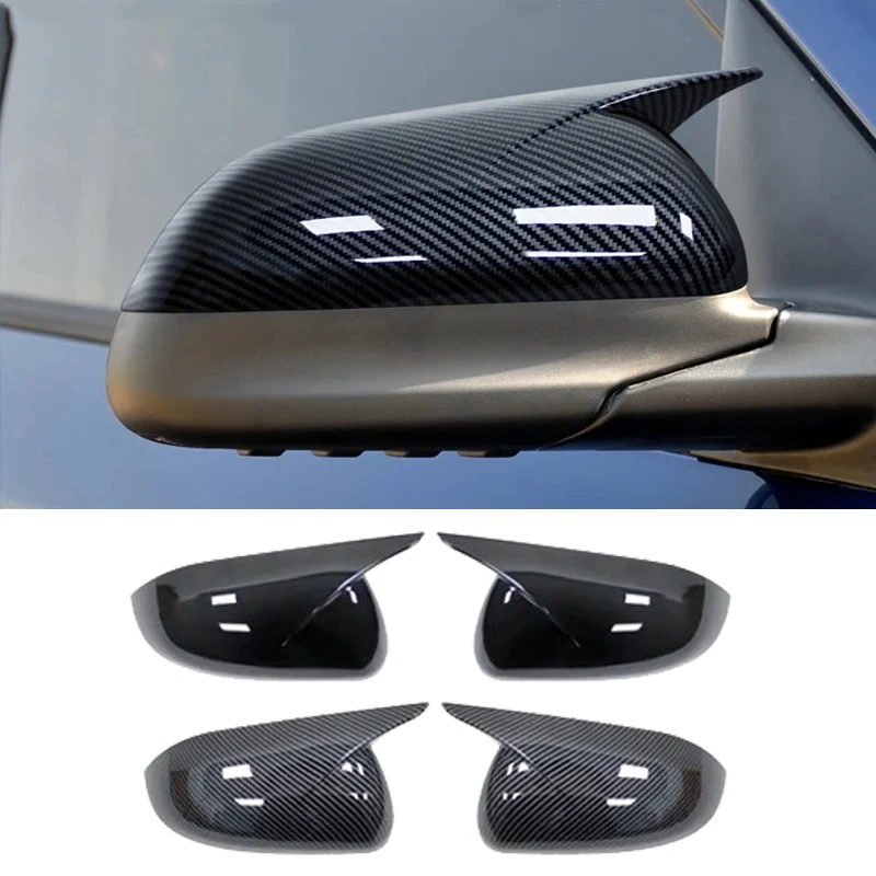 

For KIA K2 KX Cross 2017-2020 RIO 4 2017-2023 Side Mirror Cover Cap Carbon Fiber Look/Glossy Black ABS Car Exterior Accessories