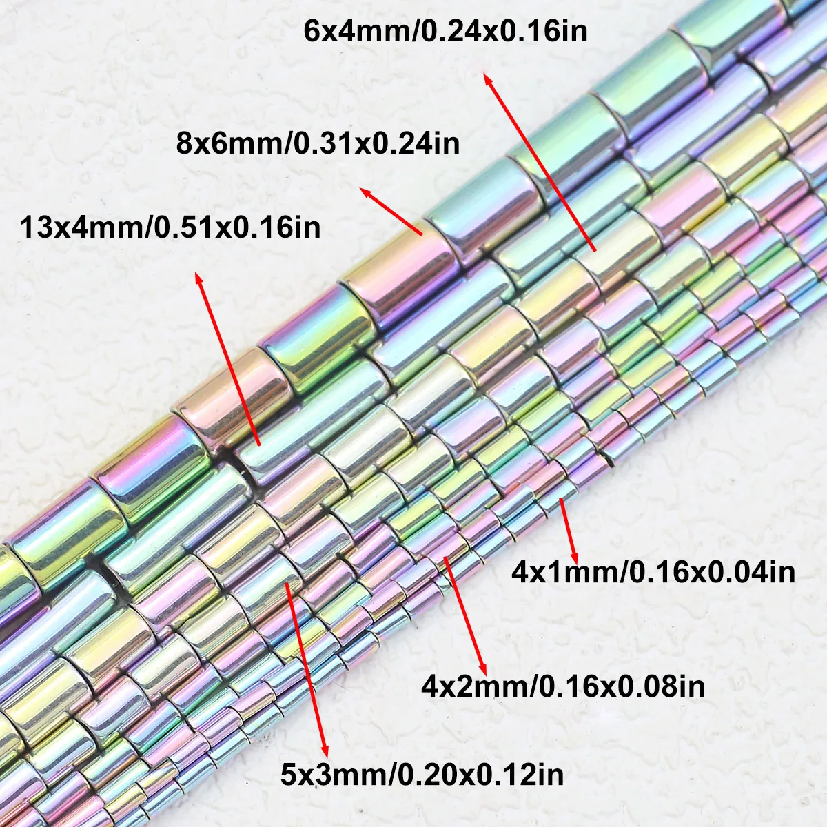 4-8MM Multicolour Plating Cylinder Shape Natural Stone Hematite Spacers Loose Beads For Jewelry Making DIY Bracelet Accessories