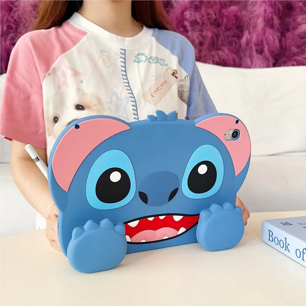 For IPad 10 9 8 7th Generation Air 1 2 3 4 5 6 10.9 A16 Pro 11 inch 3D Cartoon Stitch Silicone Tablet Protective Child Case