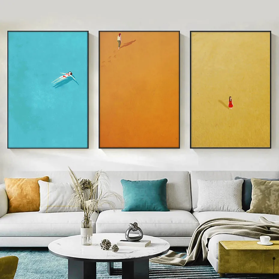 

Creative Alone Girl Posters Minimalist Colorful Canvas Paintings Picture Interior Wall Art Print for Living Room Home Decoration