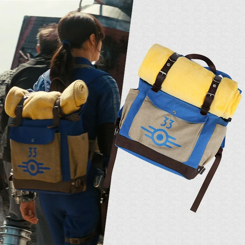 

FC6Fall Cos Out Lucy Cosplay Costume Vault 33 Female Male Survivor Lucy Backpack Bag With Blanket Women Men Hallowen Party @FC8！