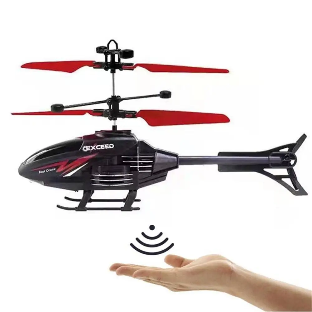 Helicóptero de Control remoto de 2 canales para niños, juguetes voladores, Avión de suspensión de inducción, regalos de carga