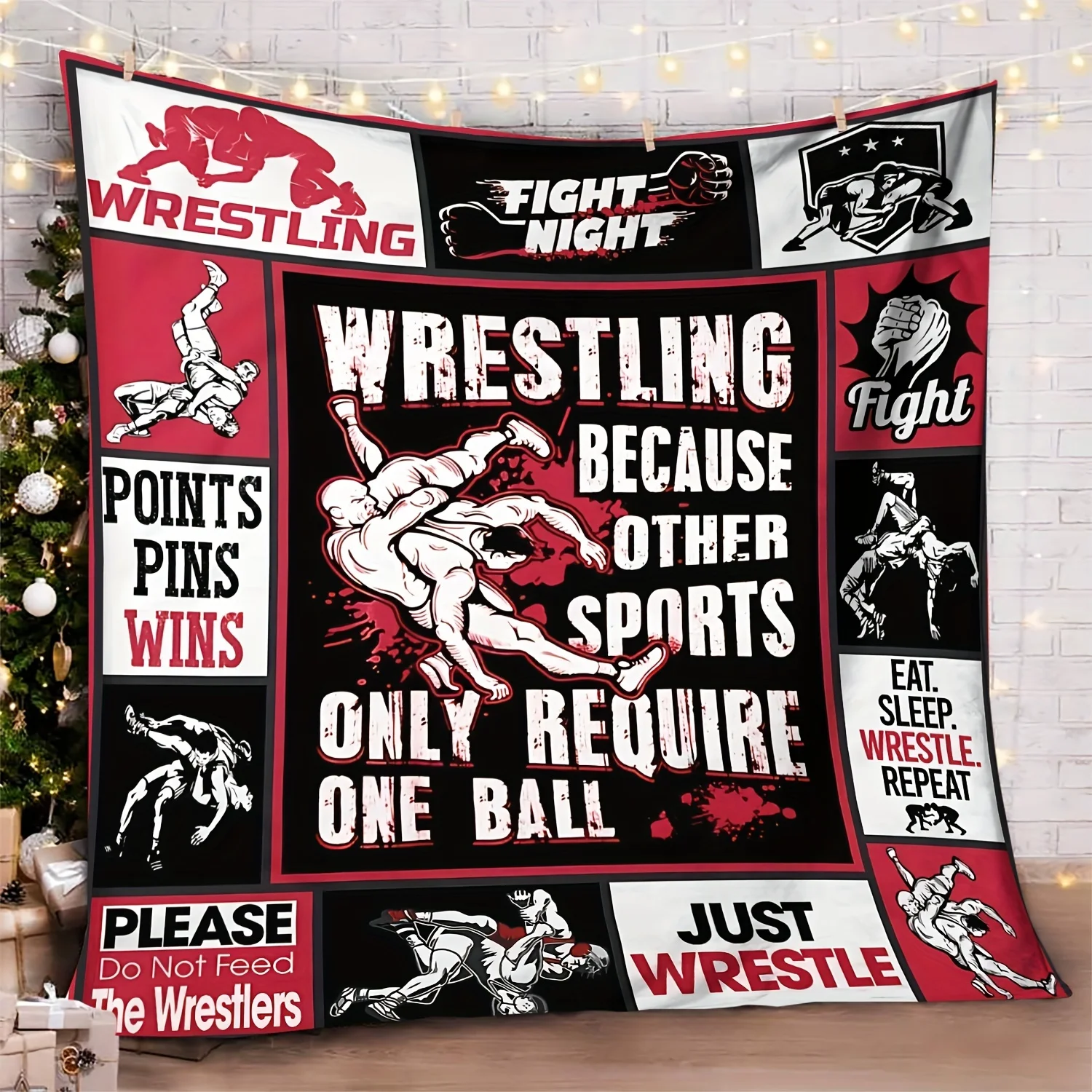 Vintage Wrestling Cozy Throw Blanket, Sports Retro Patterned Couch Bed Warm Wrap for Room Decor, All Season Fans Gift