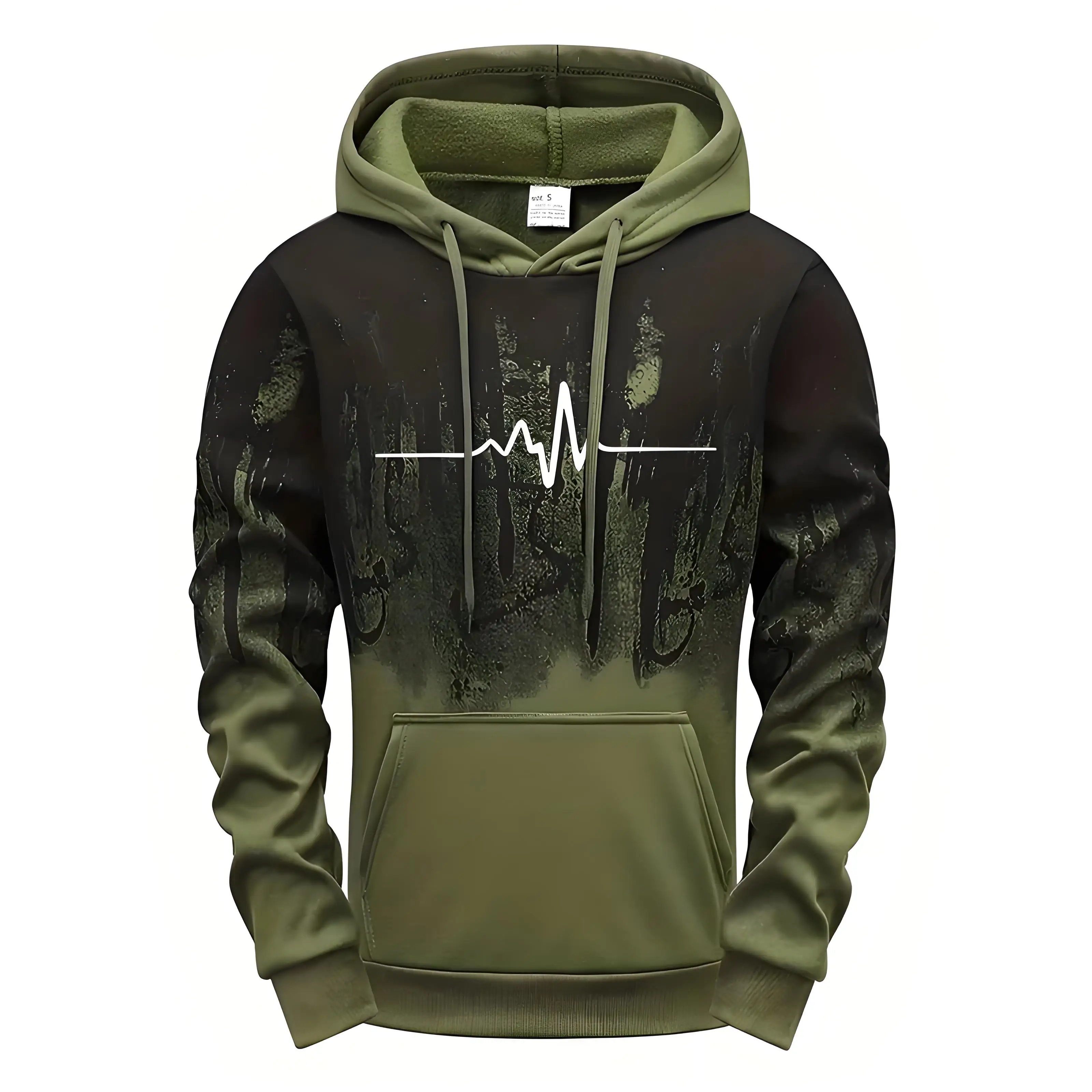 بلوفر رجالي بغطاء للرأس مطبوع متدرج للخريف والشتاء للياقة البدنية اليومية، سترة بقلنسوة كاجوال عصرية #1