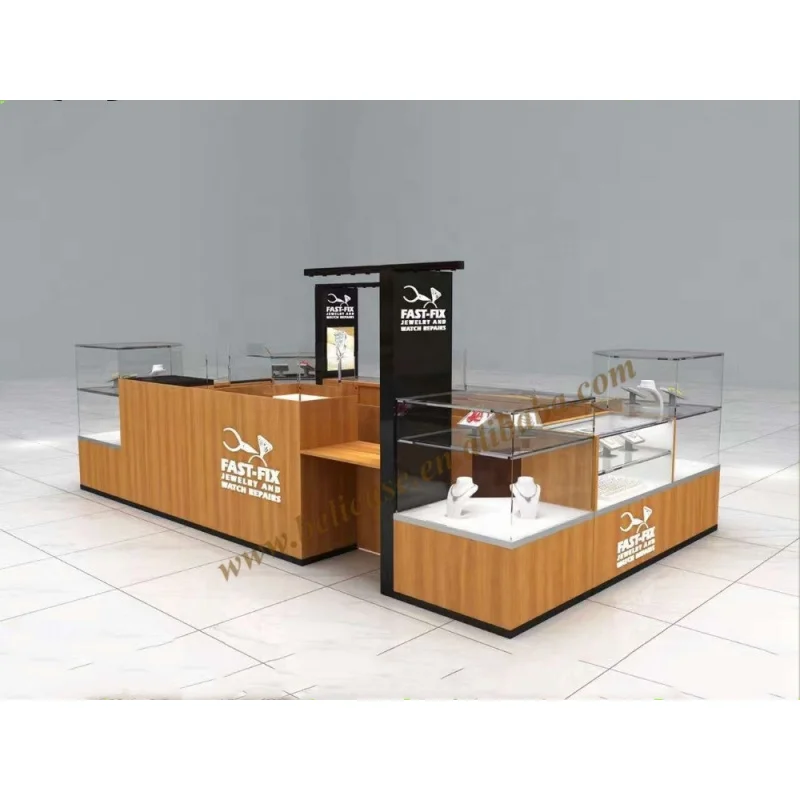 customized.Shop Island Showcase Jewelry Jewelry Kiosk Mall Small Wooden Mall Kiosk Design