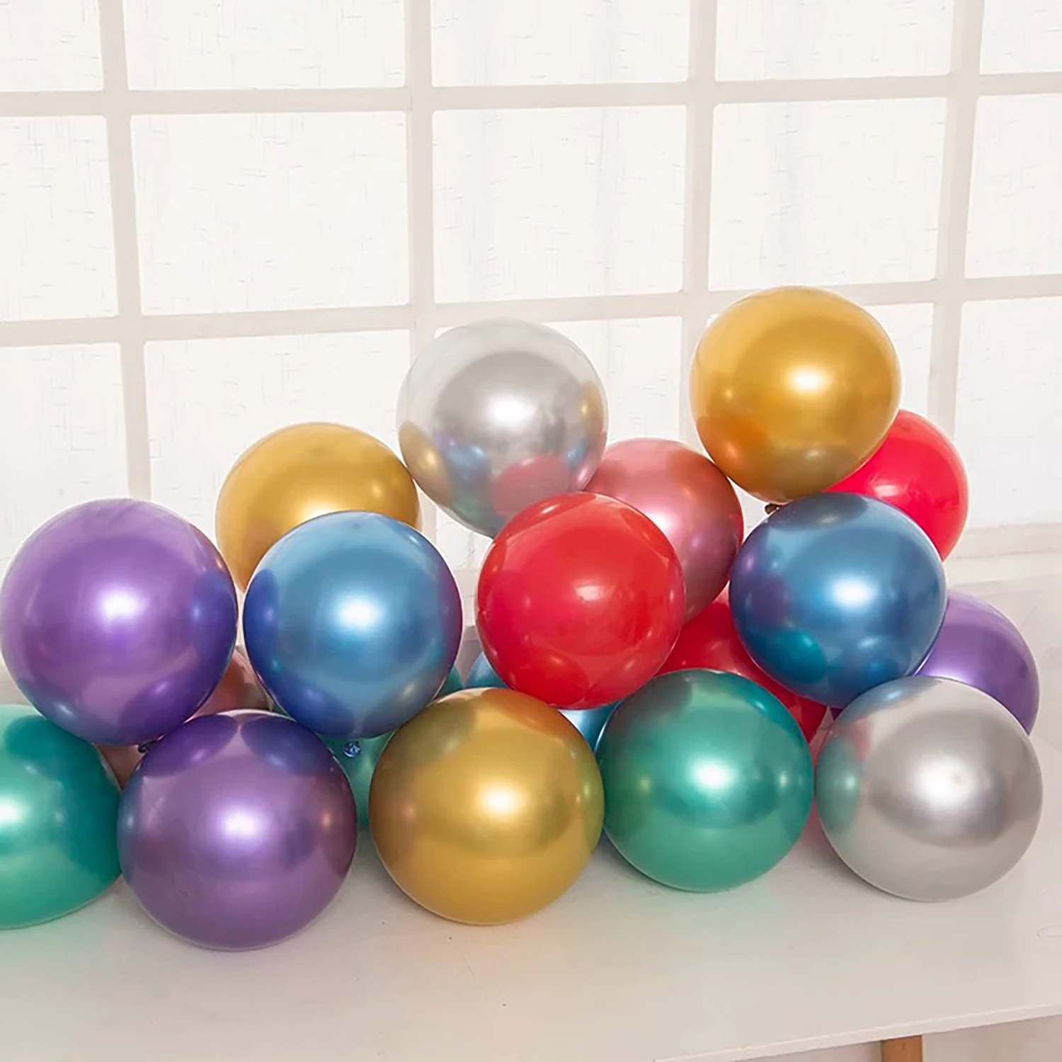 10 Inch 50/100PCS Metal and Solid Color Latex Balloon Garland Set, Suitable for Wedding Season, Birthdays,Popular Parties