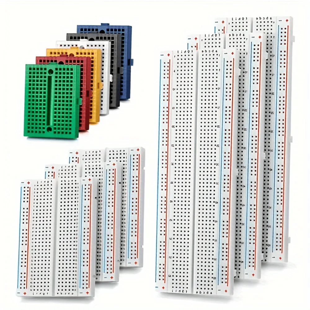 Colored Breadboard Kit - 830/400/170 Points MB-102, Suitable for Raspberry Pi, ESP32, STM32 Circuit Design and Prototyping