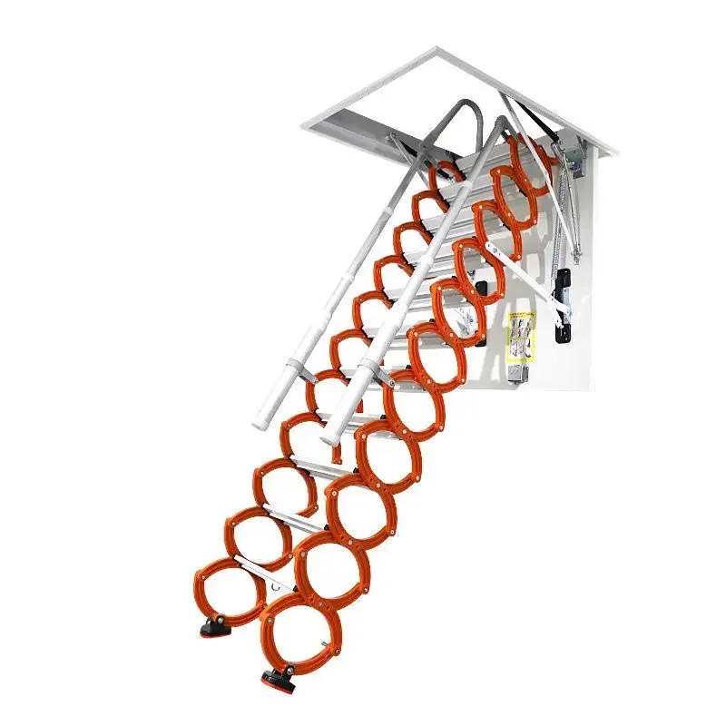 Attic telescopic stairs new thickened household indoor invisible lift ladder duplex villa fire ladder