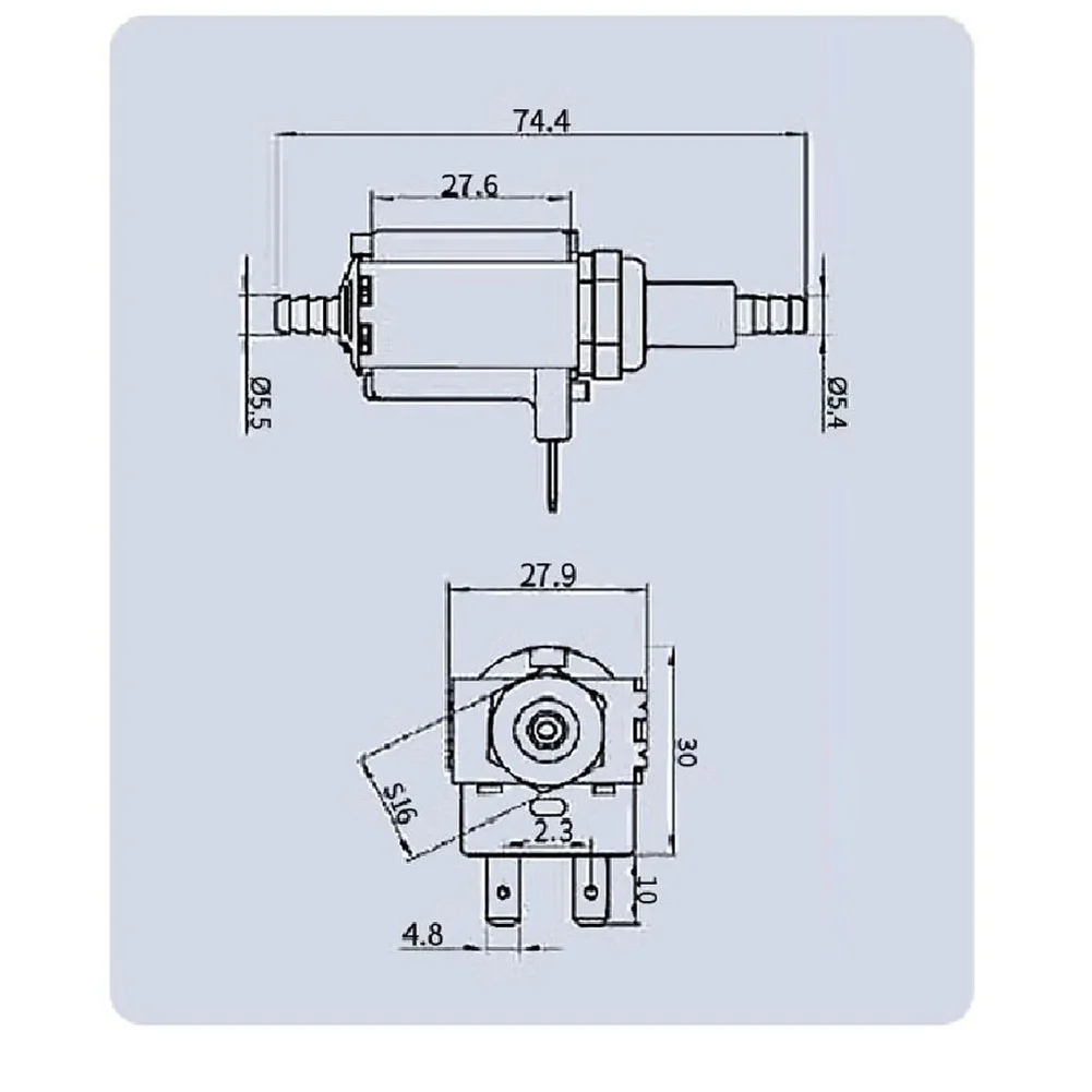 

Электромагнитный насос для кофемашины, синий, максимальное давление 1-2 бар, конструкция из литой стали, мощность 7 Вт