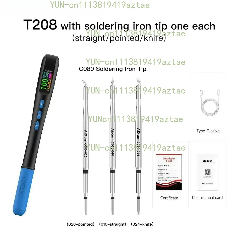 T208 Portable Electric Soldering Iron Pen T208 Intelligent Control Type-C Fasr Heat Welding Repair Mini Rework Station