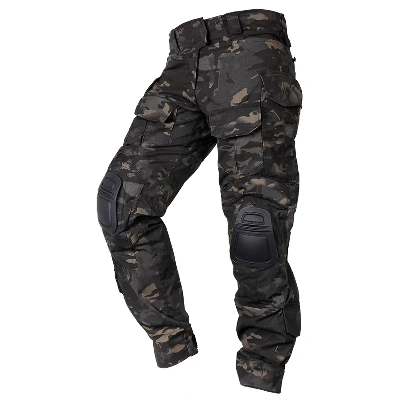 Men Outdoor Combat Pants with Knee Pads Tactical Cargo Trousers Sport Camo Training Trekking Hunting Clothes Wear-resisting