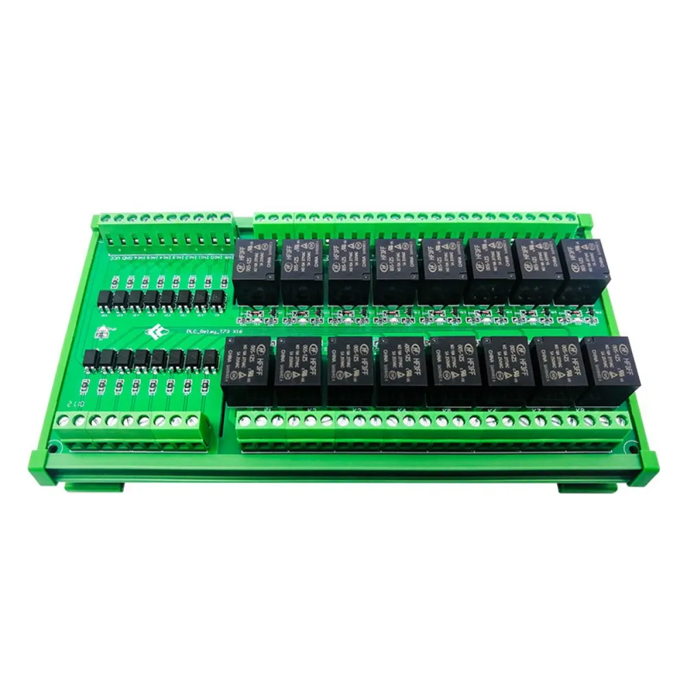 16 Channel Optocoupler Isolation Relay Module High Low Level 5V 12V 24V PLC Amplifier Board 10A Contact Load DIN Rail Mount