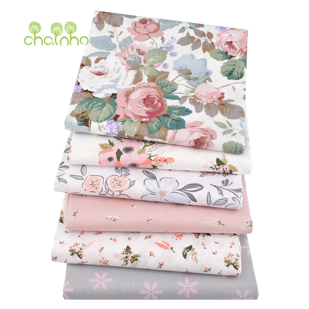 Chainho,Printed Twill Cotton Fabric,DIY Sewing Quilting Patchwork Cloth,Material For Baby & Child,40x50cm,6pcs,New Floral Series