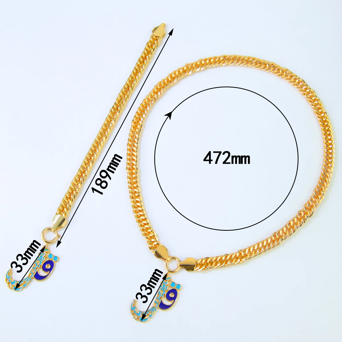 Saudi-Arabien Muslimisches Retro-Schmuckset 21 Karat vergoldet Dubai Hip Hop Zirkonia Kubanische Halskette Armband Marokkanische Hochzeitsschmuck – Detail 15