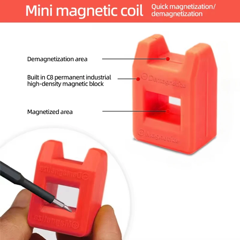Household Screwdriver Magnetizer, 2-in-1 Miniature Screwdriver Magnetizing Tool, Drill Bit Demagnetizing Tool