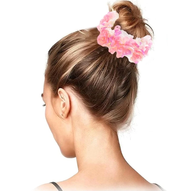 Flower Ponytail Holder Flower Hair Scrunchies For Women Rose Scrunchies Flower Elastic Band Flower Hair Tie Hair Rope