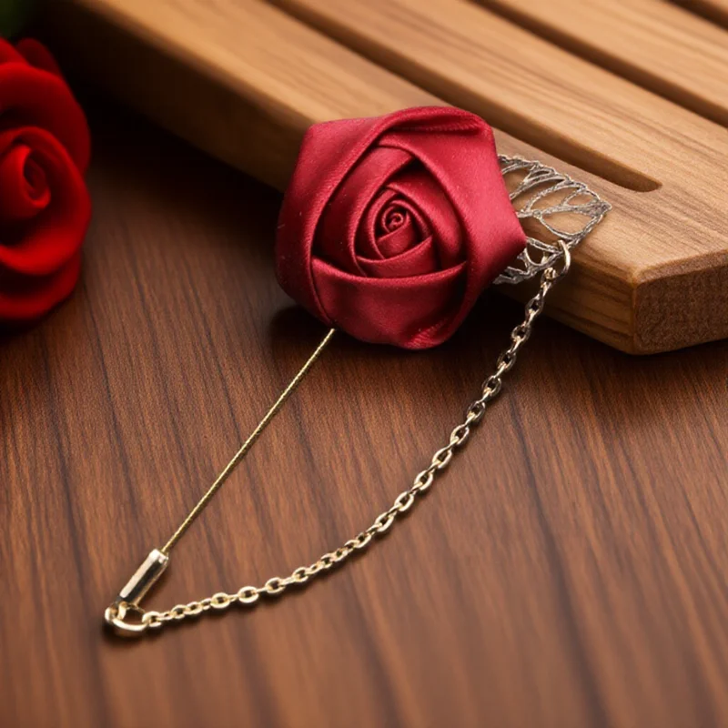 Herren Anzug Brosche Pin Rose Blume Leinwand Stoff Band Krawatte Zubehör Mode Pin Brosche für Männer und Frauen