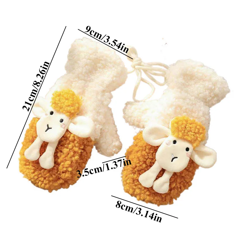 Soft Full Fingers Gloves For Women Cute Sheep Doll Plush Fluffy Glove Winter Warm Gloves Cold-proof Windproof Thickened Mittens