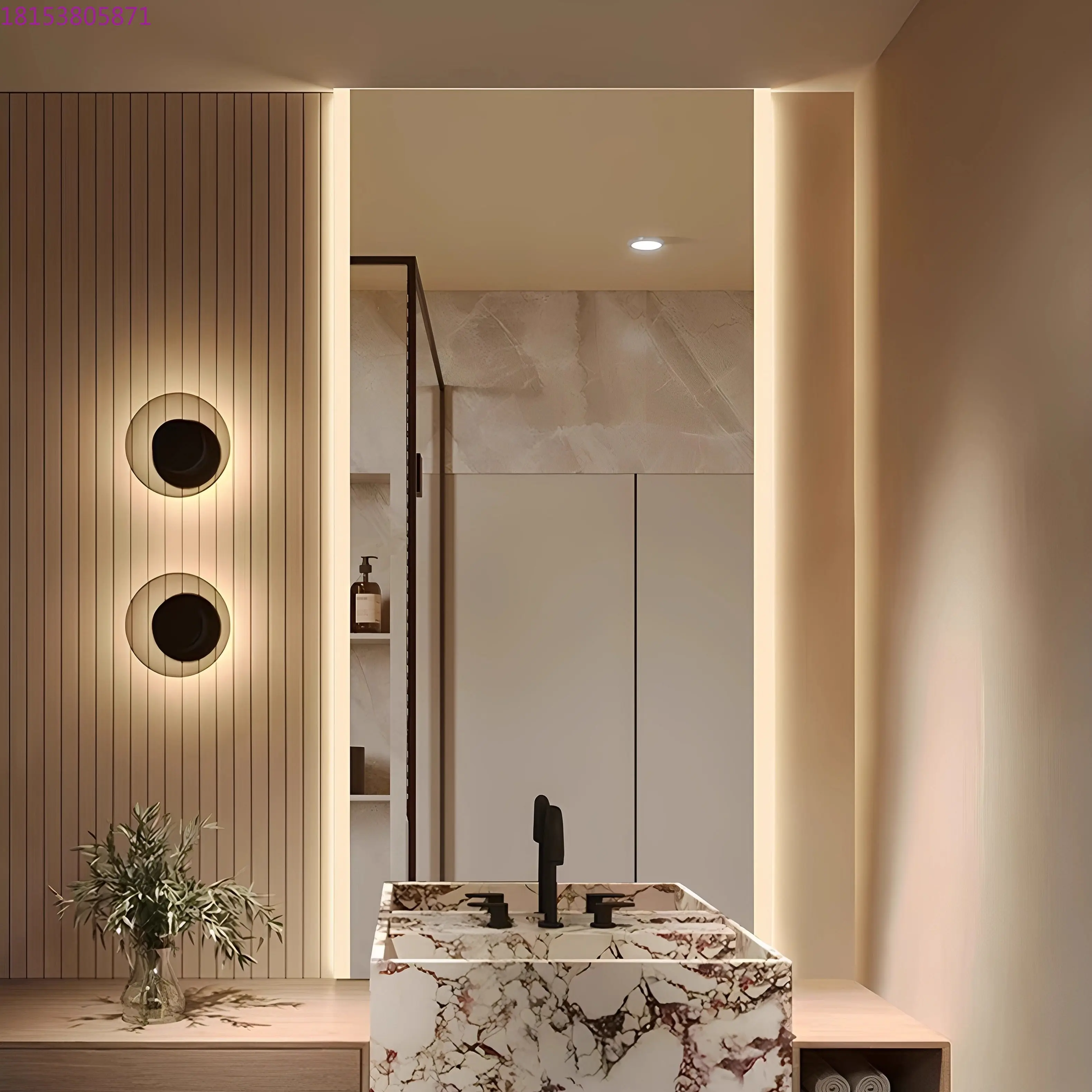 Smart bathroom mirror toilet long mirror left and right luminous wall hanging wall washstand LE