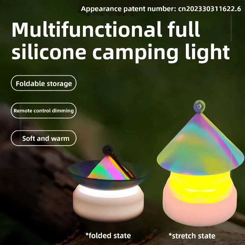 

Outdoor equipment - Portable folding silicone camping lighting lamp with built-in charging function for tents and campsites