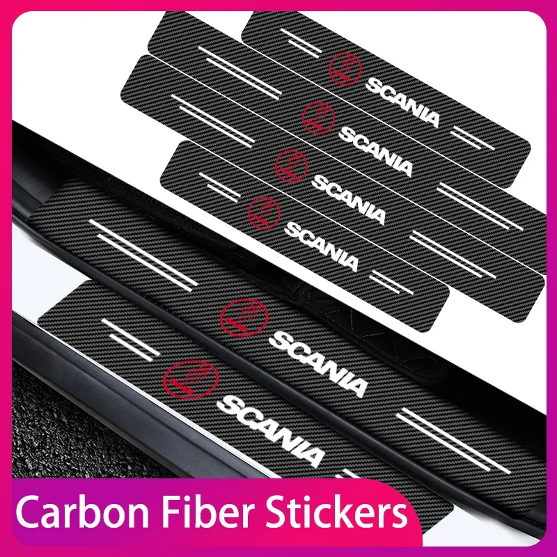 

4pcs Carbon Fiber Car Door Sill Sticker Auto Door Threshold Scratch Waterproof For SAAB Scania 93 95 9000 900 9-4X 9-2X 9-X