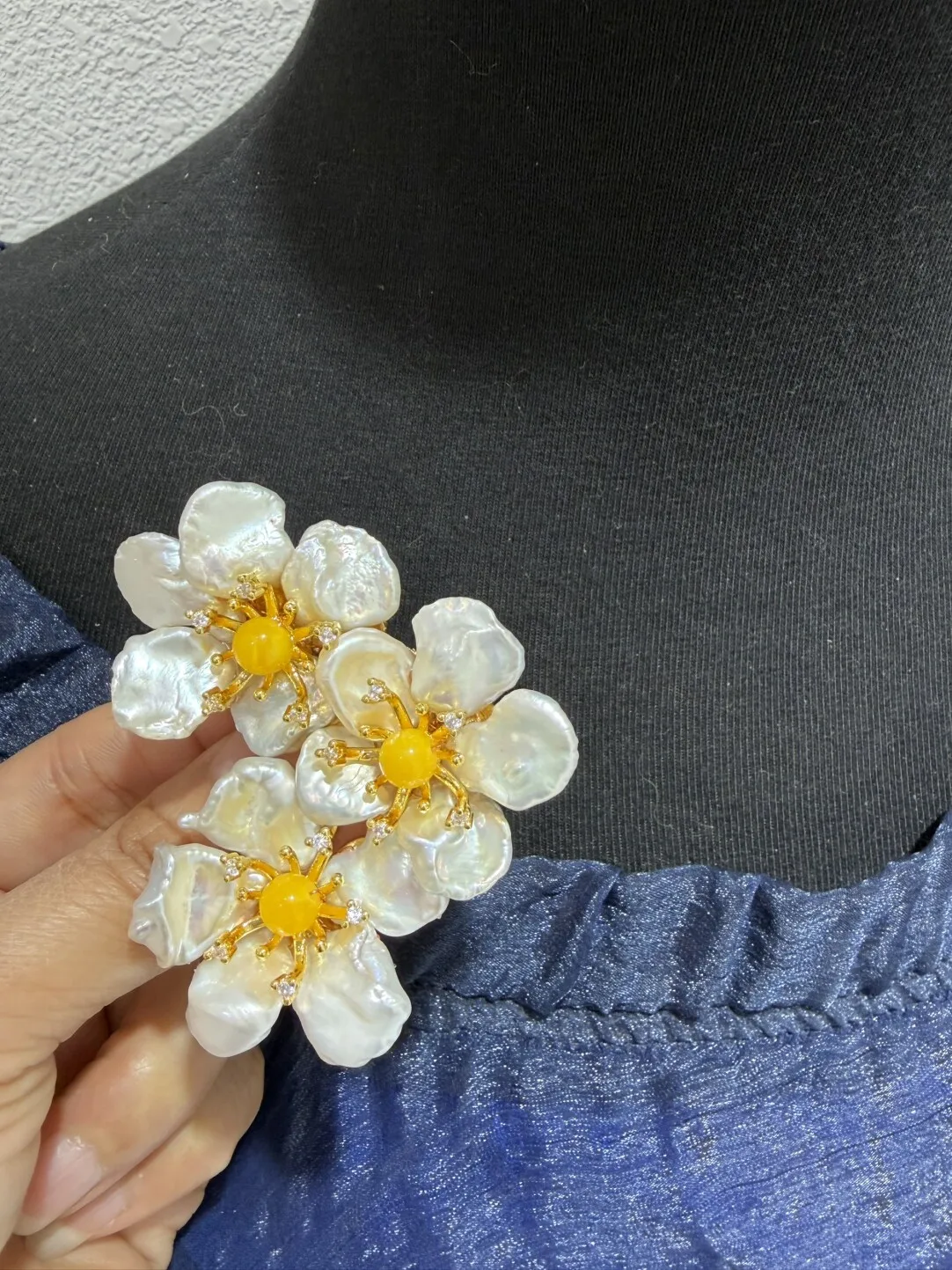 natural fresh water pearl brooch flower copper fashion women jewelry
