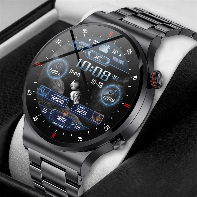 

LIGE Smart Watch 2026 Hot Sales ECG Sports Tracker Heart Rate Blood Pressure Monitor Bluetooth Call Weather NFC Men's Smartwatch