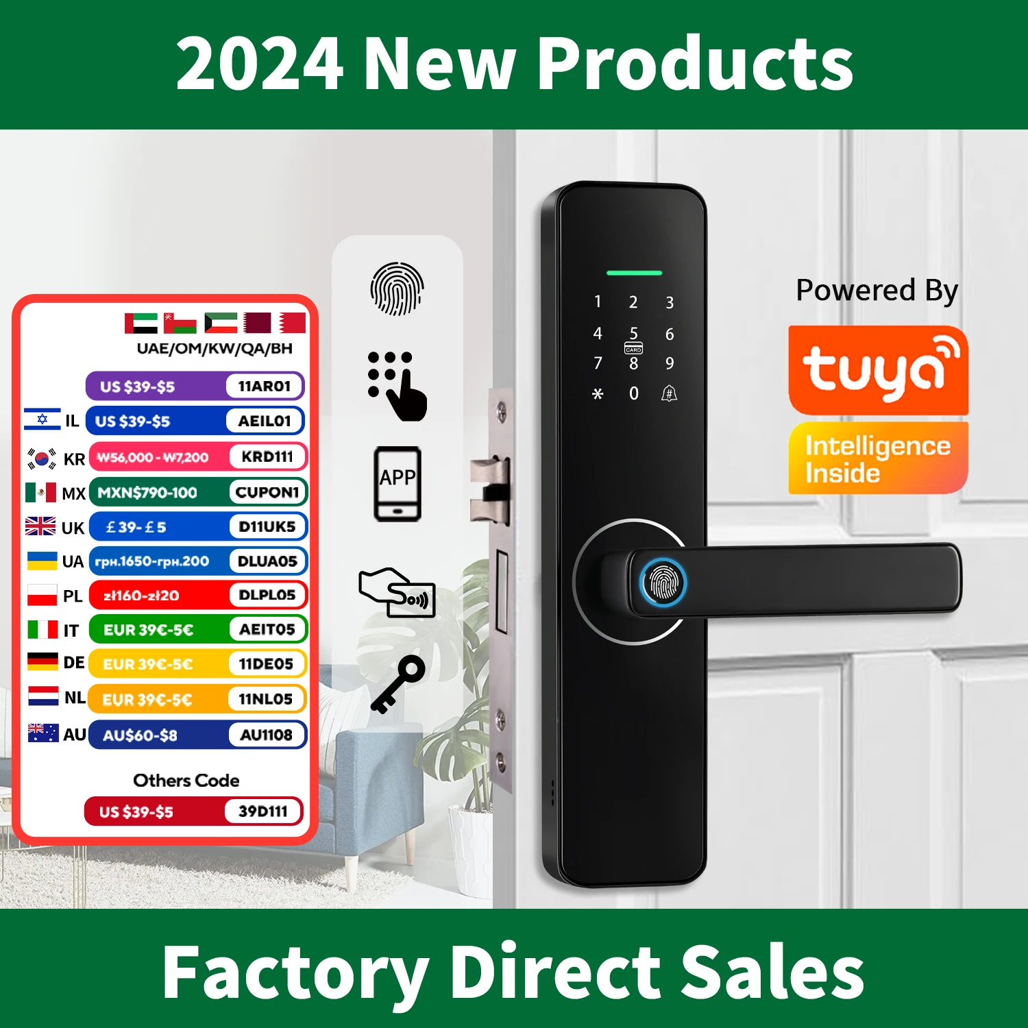 DSKDFTY Biometric Electronic Door Lock Digital Black Smart Lock Tuya App Remote Unlocking Keyless Lock Fingerprint Door Lock Z13